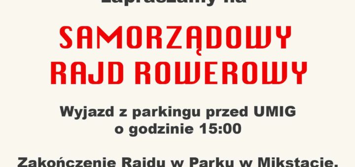 Zapraszamy na rajd rowerowy