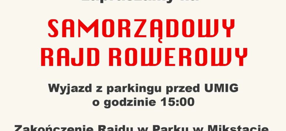 Zapraszamy na rajd rowerowy
